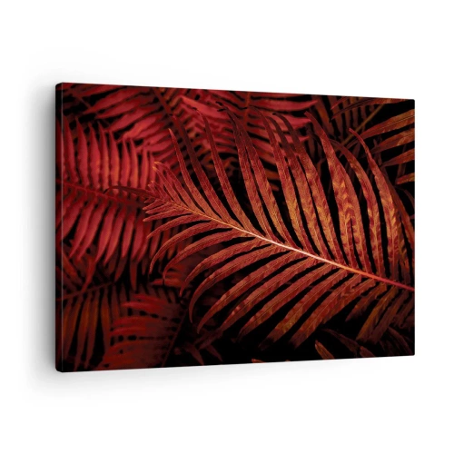 Quadro su tela - Stampe su Tela - Primo piano di foglie tropicali rosse - 70x50cm - Il calore della vita - Decorazione murale moderna per soggiorno e camera da letto ARTTOR