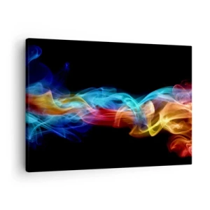 Quadro su tela - Stampe su Tela - Fumo colorato su sfondo nero - 70x50cm - La danza arcobaleno delle nebbie - Decorazione murale moderna per soggiorno e camera da letto ARTTOR