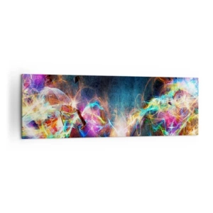 Quadro su tela - Stampe su Tela - Lampi di luce colorati in una composizione astratta - 160x50cm - Con gioia contro l'oscurità - Decorazione murale moderna per soggiorno e camera da letto ARTTOR