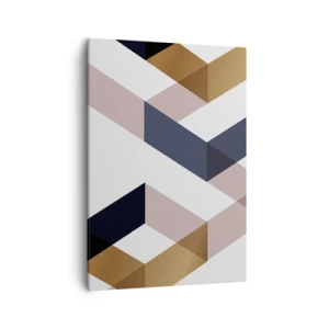 Quadro su tela - Stampe su Tela - Motivi geometrici nei toni dell'oro e del blu navy - 50x70cm - Piani e angoli - Decorazione murale moderna per soggiorno e camera da letto ARTTOR