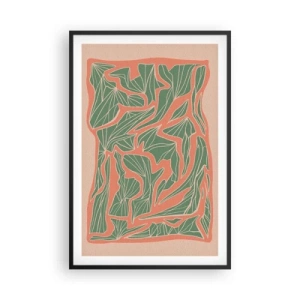 Poster in cornice nera - La lotta tra il corallo e il verde - 61x91 cm