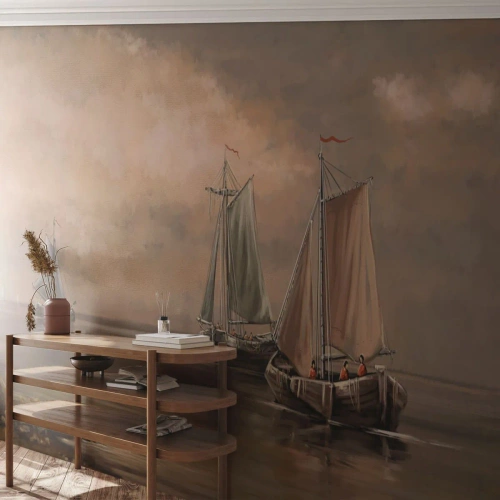 Fotomurali Premium Canvas - Il ritorno dei marinai - Paesaggio, Peschereccio, Natura - 150x105 cm