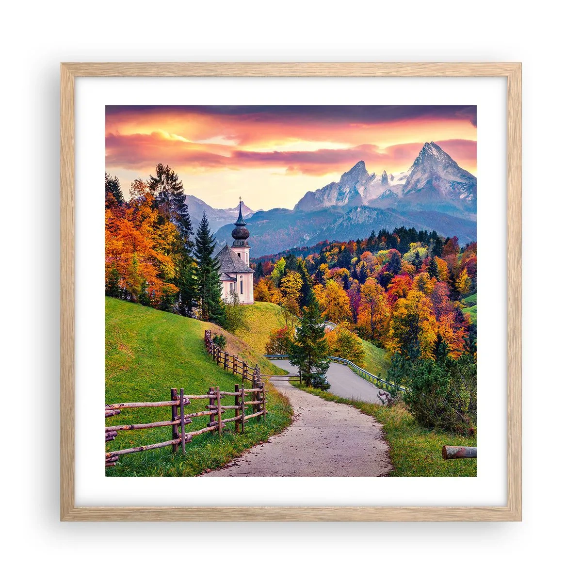 Poster in cornice rovere chiaro - Un paesaggio come dipinto - 50x50 cm