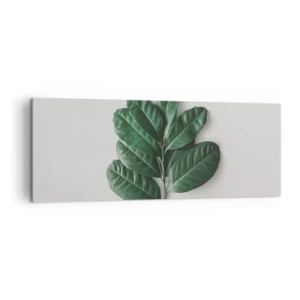 Quadro su tela - Stampe su Tela - Un rametto di foglie verdi su uno sfondo chiaro - 140x50cm - Il disegno della natura stessa - Decorazione murale moderna per soggiorno e camera da letto ARTTOR