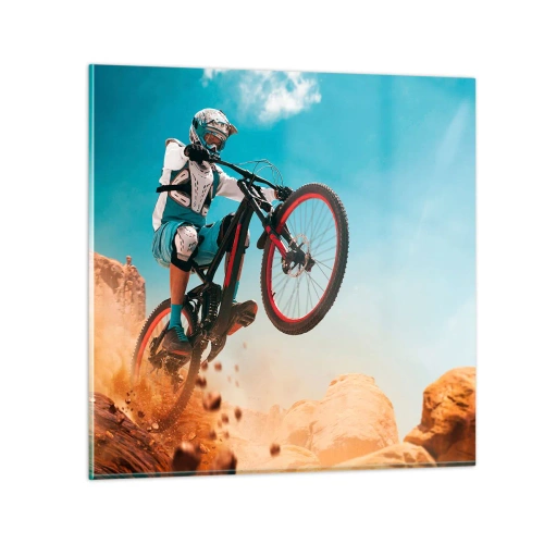 Quadro su vetro - Il demone della follia ciclistica - 30x30 cm