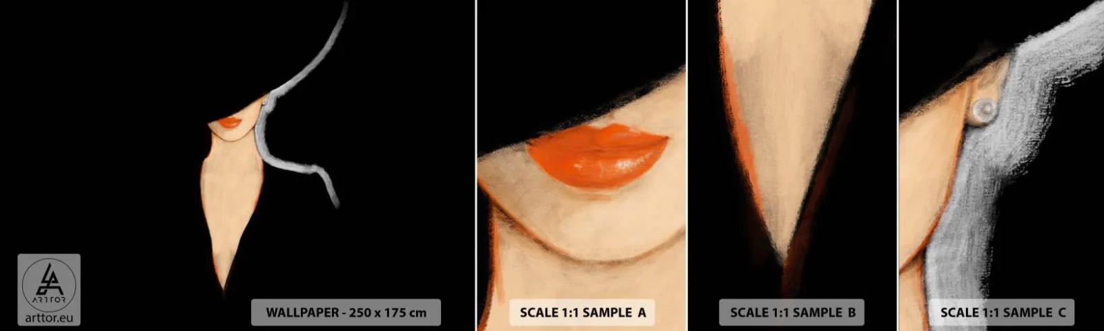 Campione Di Fotomurale Standard Eco - Eleganza e stile - Donna In Un Cappello, Moda, Pezzo - 100x30 cm