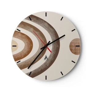 Orologio da parete - Orologio in Vetro - Motivi astratti nelle tonalità del marrone e del beige su uno sfondo crema - 30x30cm - In una galassia lontana - Decorazione murale moderna per soggiorno, cucina e camera da letto ARTTOR