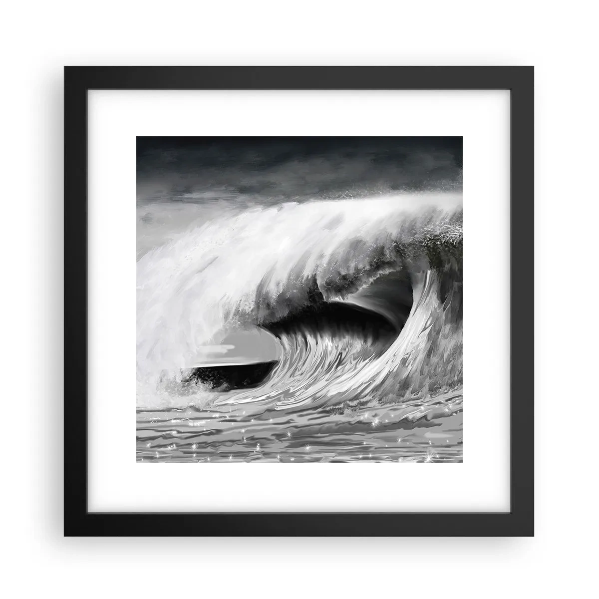 Poster in cornice nera - La furia dell'oceano - 30x30 cm