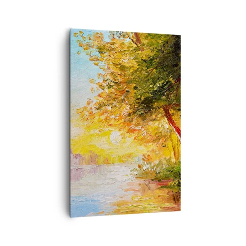 Quadro su tela - Stampe su Tela - Un paesaggio pittoresco con un fiume e alberi al tramonto - 80x120cm - Et in Arcadia ego - Decorazione murale moderna per soggiorno e camera da letto ARTTOR