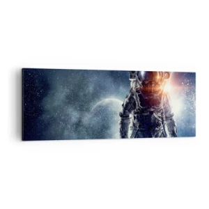 Quadro su tela - Stampe su Tela - Astronauta sullo sfondo dello spazio e del pianeta Terra - 140x50cm - Avventura nello spazio - Decorazione murale moderna per soggiorno e camera da letto ARTTOR