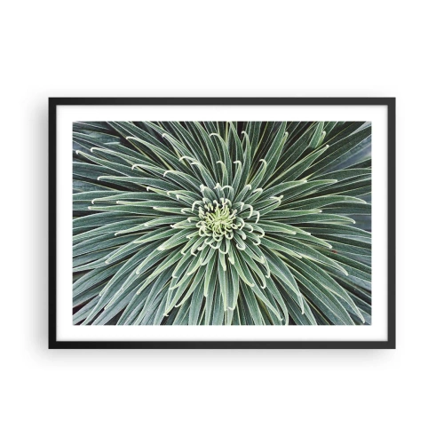 Poster in cornice nera - Disposizione simmetrica di foglie verdi che ricordano una stella - 70x50cm - La nascita delle stelle - Decorazione murale moderna per soggiorno e camera da letto ARTTOR