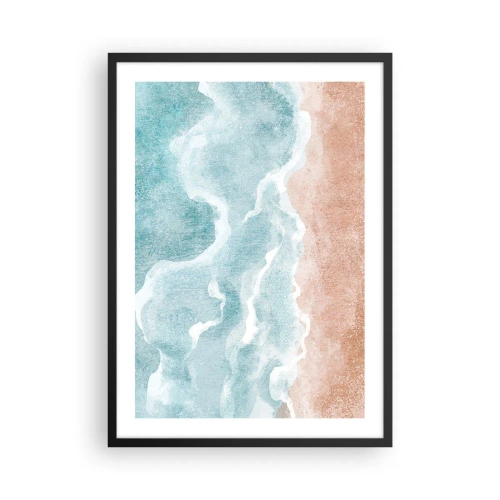 Poster in cornice nera - Le onde dell'oceano incontrano la spiaggia sabbiosa - 50x70cm - Astrazione nebulosa - Decorazione murale moderna per soggiorno e camera da letto ARTTOR