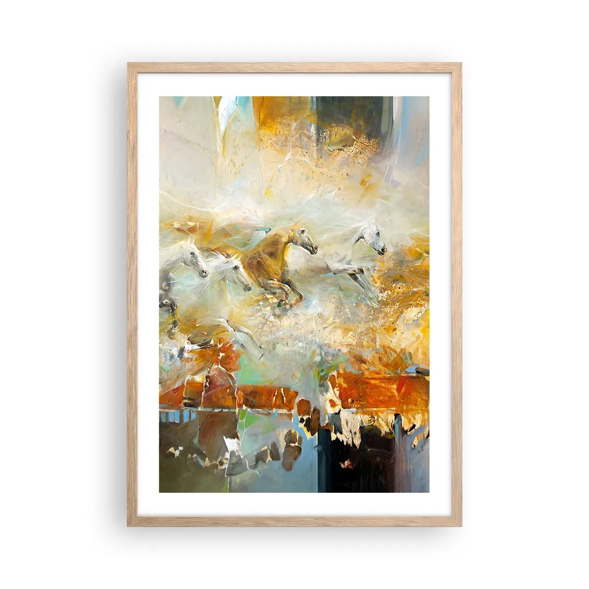 Poster in cornice rovere chiaro - Al galoppo attraverso la luce - 50x70 cm