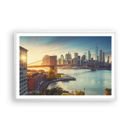 Poster in cornice bianca - L'alba nella grande città - 91x61 cm
