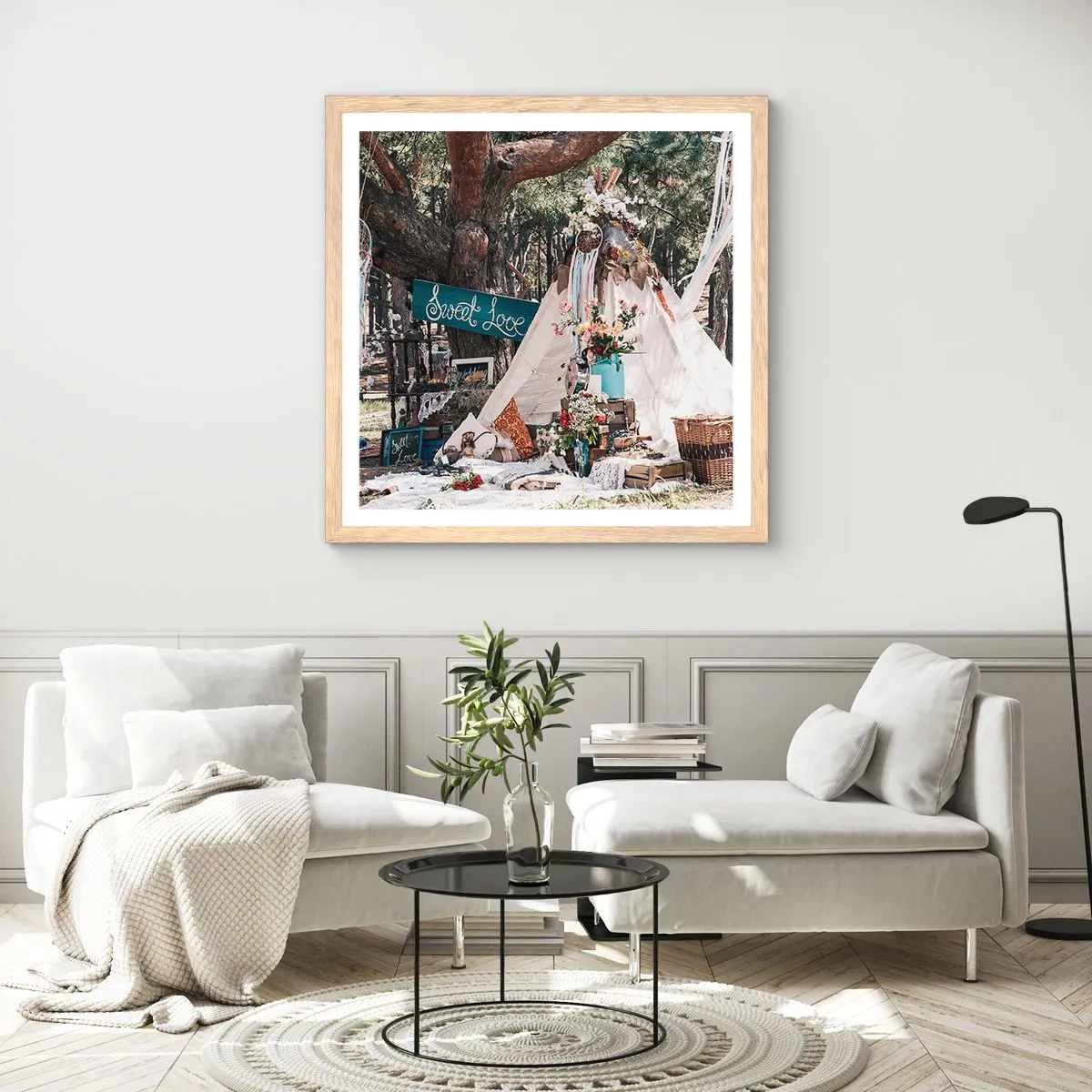 Poster in cornice rovere chiaro - Make love... - 30x30 cm