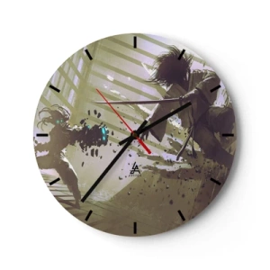 Orologio da parete - Orologio in Vetro - Duello di samurai in una scena dinamica - 30x30cm - Anche tu puoi essere un samurai - Decorazione murale moderna per soggiorno, cucina e camera da letto ARTTOR
