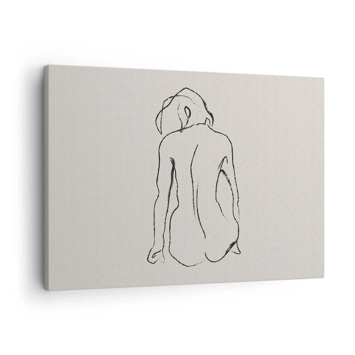 Quadro su tela - Stampe su Tela - Uno schizzo sottile della silhouette di una ragazza vista da dietro - 70x50cm - Nudo di ragazza - Decorazione murale moderna per soggiorno e camera da letto ARTTOR