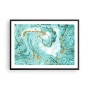Poster in cornice nera - Marmo turchese con accenti dorati in una composizione astratta - 70x50cm - La grande onda del periodo Edo - Decorazione murale moderna per soggiorno e camera da letto ARTTOR