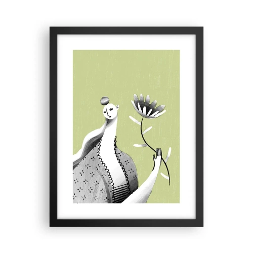 Poster in cornice nera - Ritratto modernista: tenendo un fiore - 30x40 cm