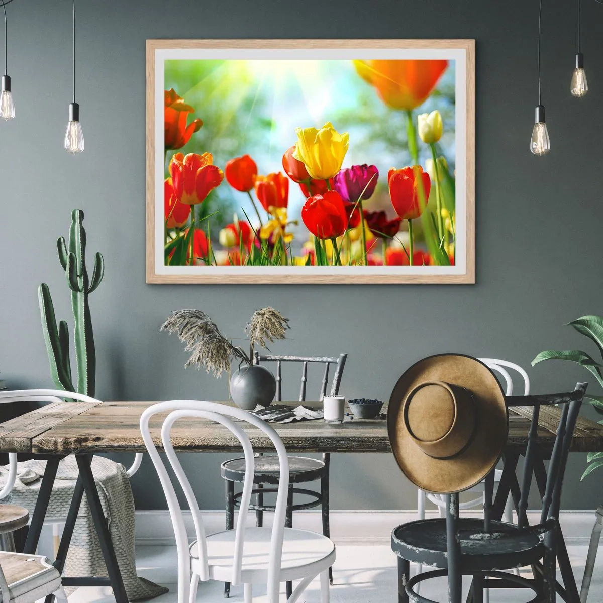 Poster in cornice rovere chiaro - Tutti i colori del sole - 70x50 cm