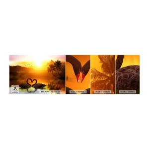 Campione Di Fotomurale Standard Eco - Tutto in coppia - Cuore, Cigni, Palma da cocco - 100x30 cm