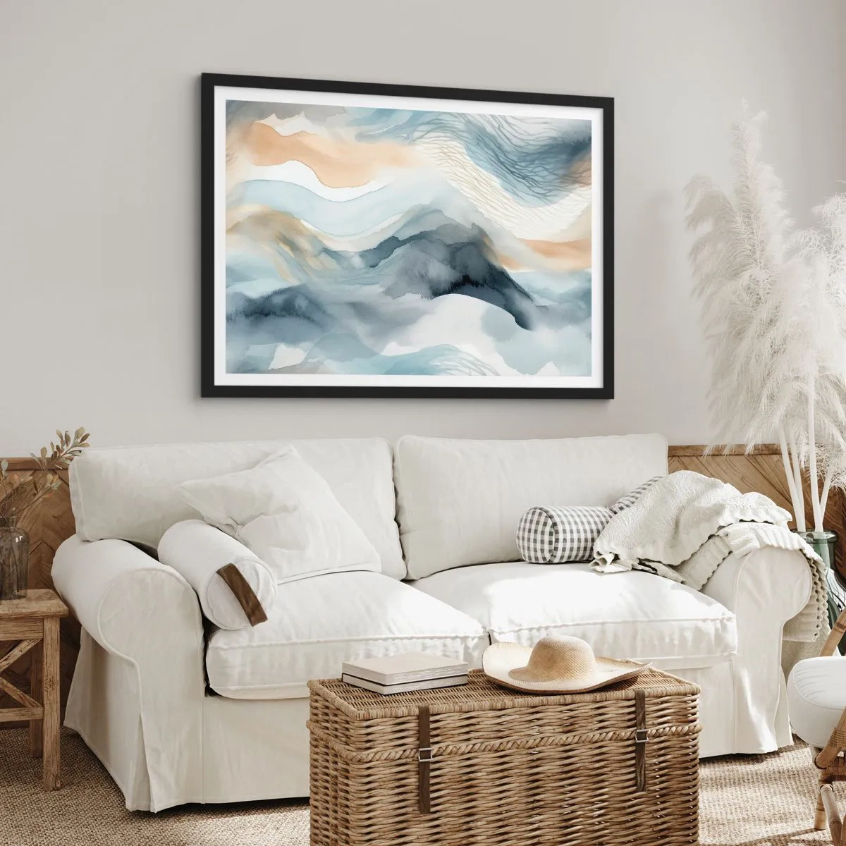 Poster in cornice nera - Astrazione nevosa e nebbiosa - 50x40 cm