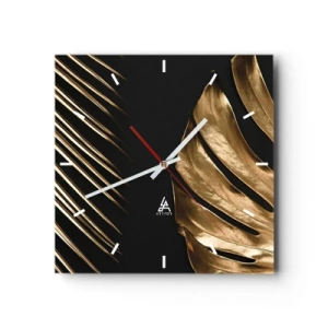 Orologio da parete - Orologio in Vetro - Foglie dorate su sfondo nero - 30x30cm - Diverse, ma ugualmente care - Decorazione murale moderna per soggiorno e camera da letto ARTTOR