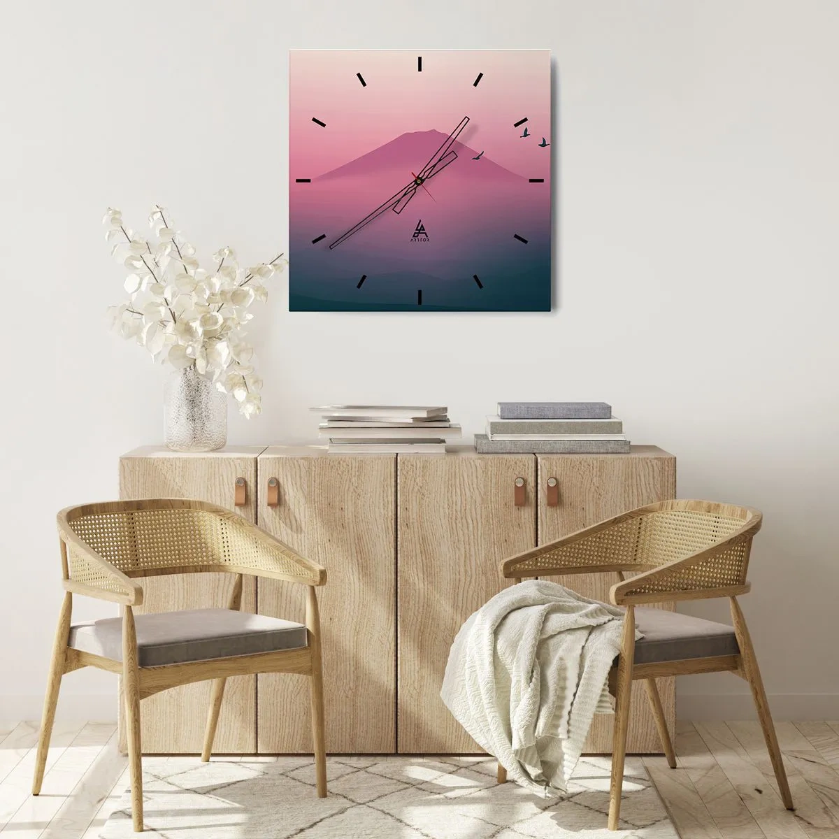 Orologio da parete - Orologio in Vetro - Viandanti sopra le nuvole - 40x40 cm