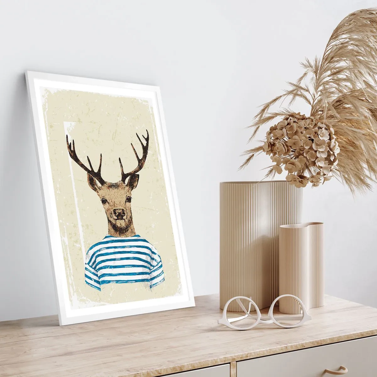 Poster in cornice bianca - Mi piacciono le camicie a righe! - 50x70 cm