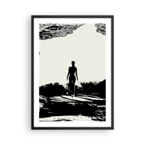 Poster in cornice nera - Silhouette di una donna che emerge da una grotta in uno stile contrastante - 50x70cm - Un nuovo sguardo - Decorazione murale moderna per soggiorno e camera da letto ARTTOR