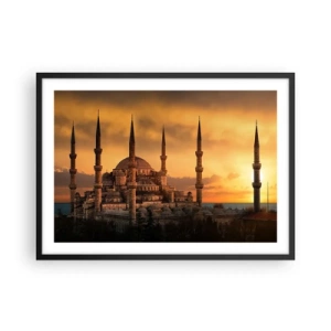 Poster in cornice nera - La moschea al tramonto dai colori caldi - 70x50cm - Dio è grande - Decorazione murale moderna per soggiorno e camera da letto ARTTOR