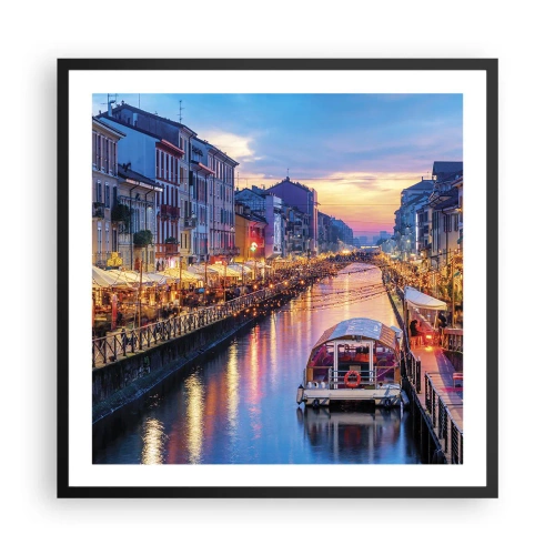 Poster in cornice nera - Sera di luce e di divertimento - 60x60 cm