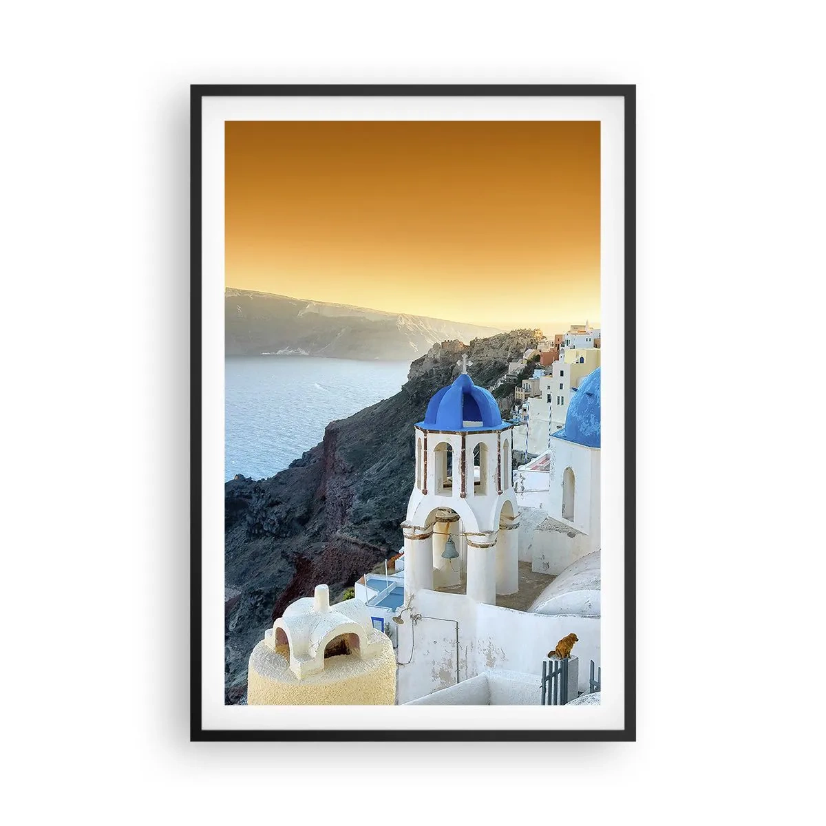 Poster in cornice nera - Santorini: aggrappate alle rocce - 61x91 cm