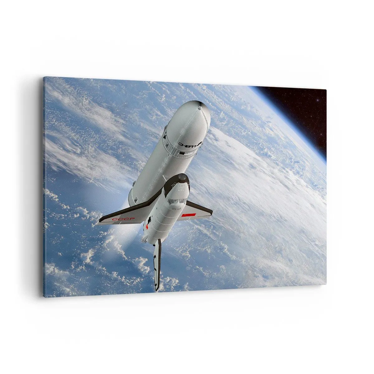 Quadro su tela - Stampe su Tela - Un razzo spaziale che si alza sullo sfondo della Terra - 100x70cm - Ascensione cosmica - Decorazione murale moderna per soggiorno e camera da letto ARTTOR