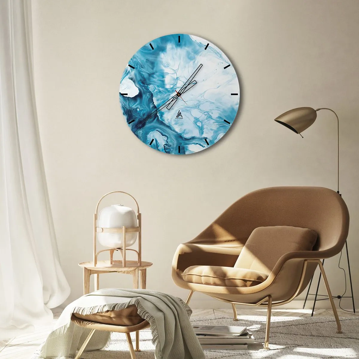 Orologio da parete - Orologio in Vetro - Concerto di blu - 40x40 cm