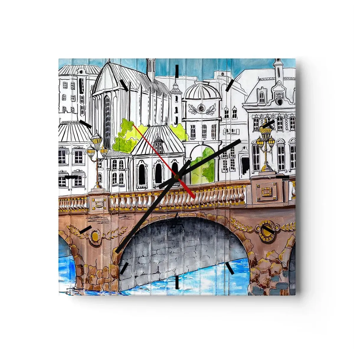 Orologio da parete - Orologio in Vetro - Una città come dipinta - 40x40 cm