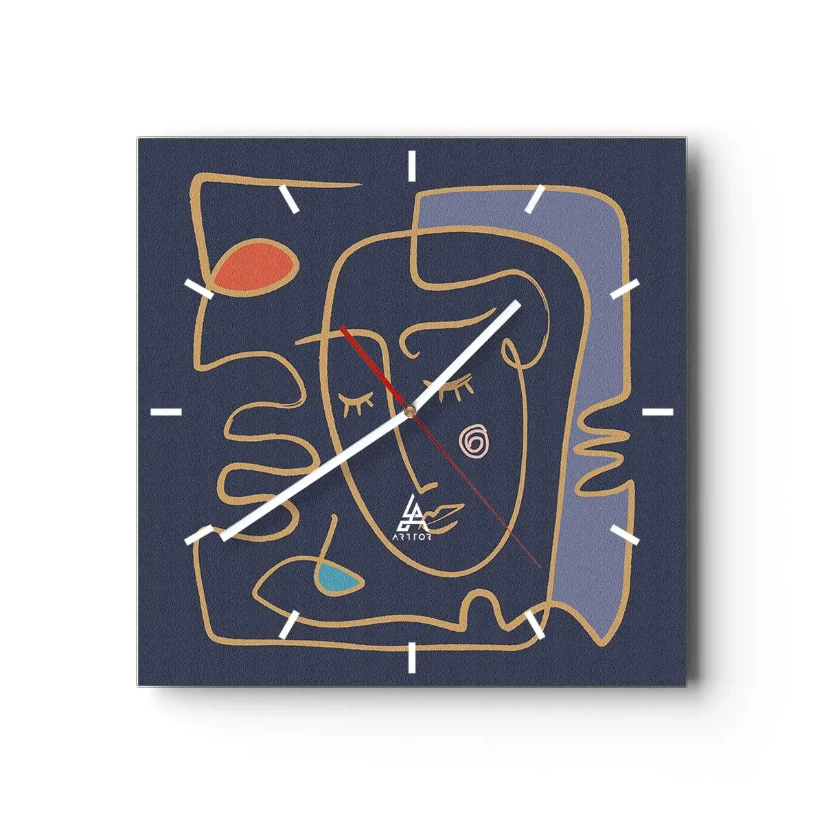 Orologio da parete - Orologio in Vetro - Pensierosa - 40x40 cm
