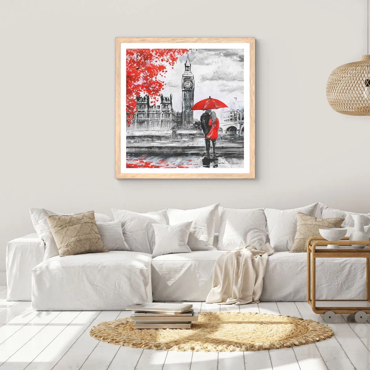 Poster in cornice rovere chiaro - Innamorati a Londra - 50x50 cm
