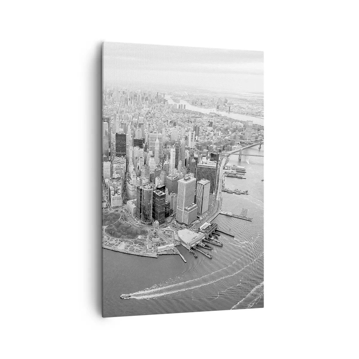 Quadro su tela - Stampe su Tela - Vista aerea di Manhattan in bianco e nero - 80x120cm - Come non amarla? - Decorazione murale moderna per soggiorno e camera da letto ARTTOR