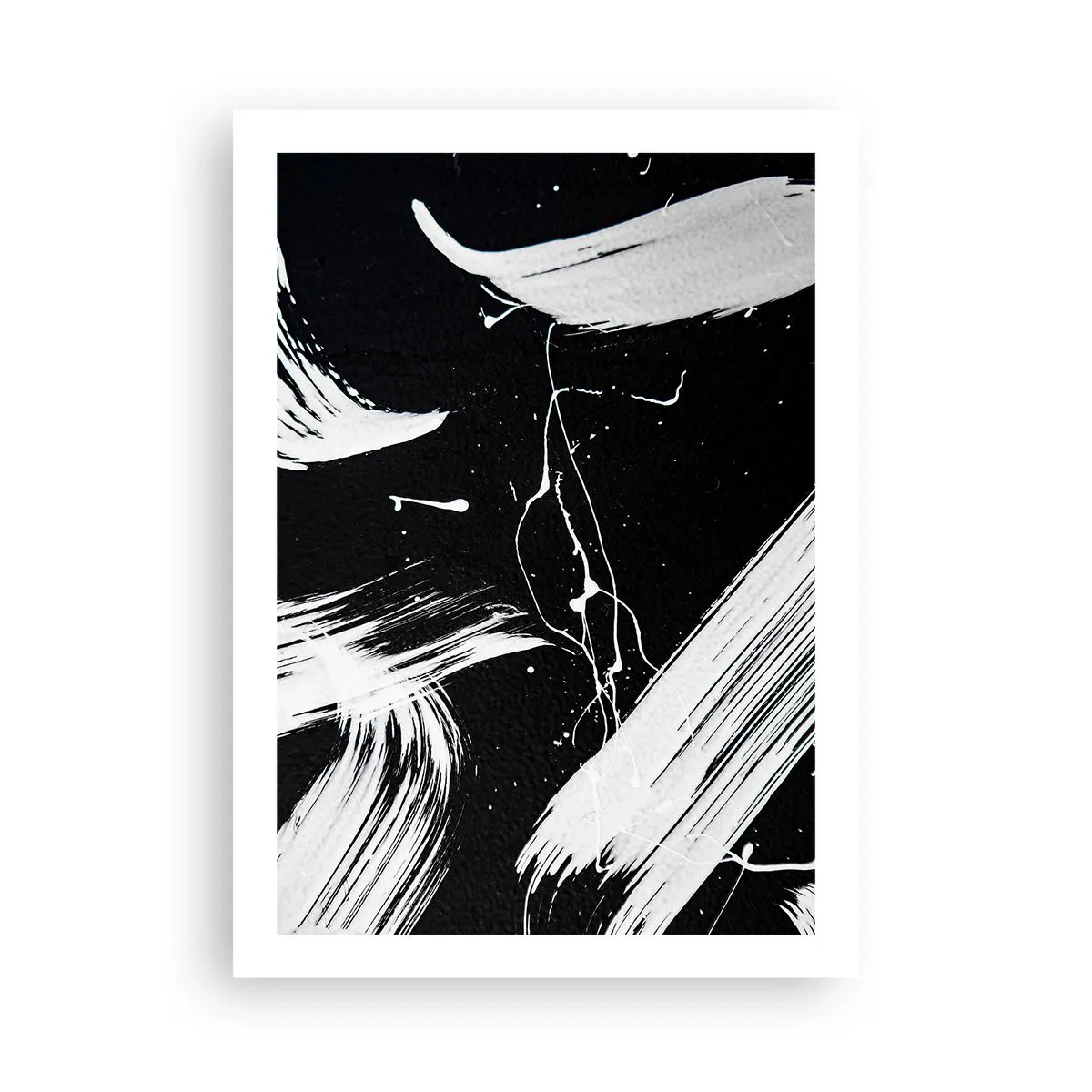 Poster - Composizione astratta di pennellate in bianco e nero - 50x70cm - Spezzando l'oscurità - Decorazione murale moderna per soggiorno e camera da letto ARTTOR