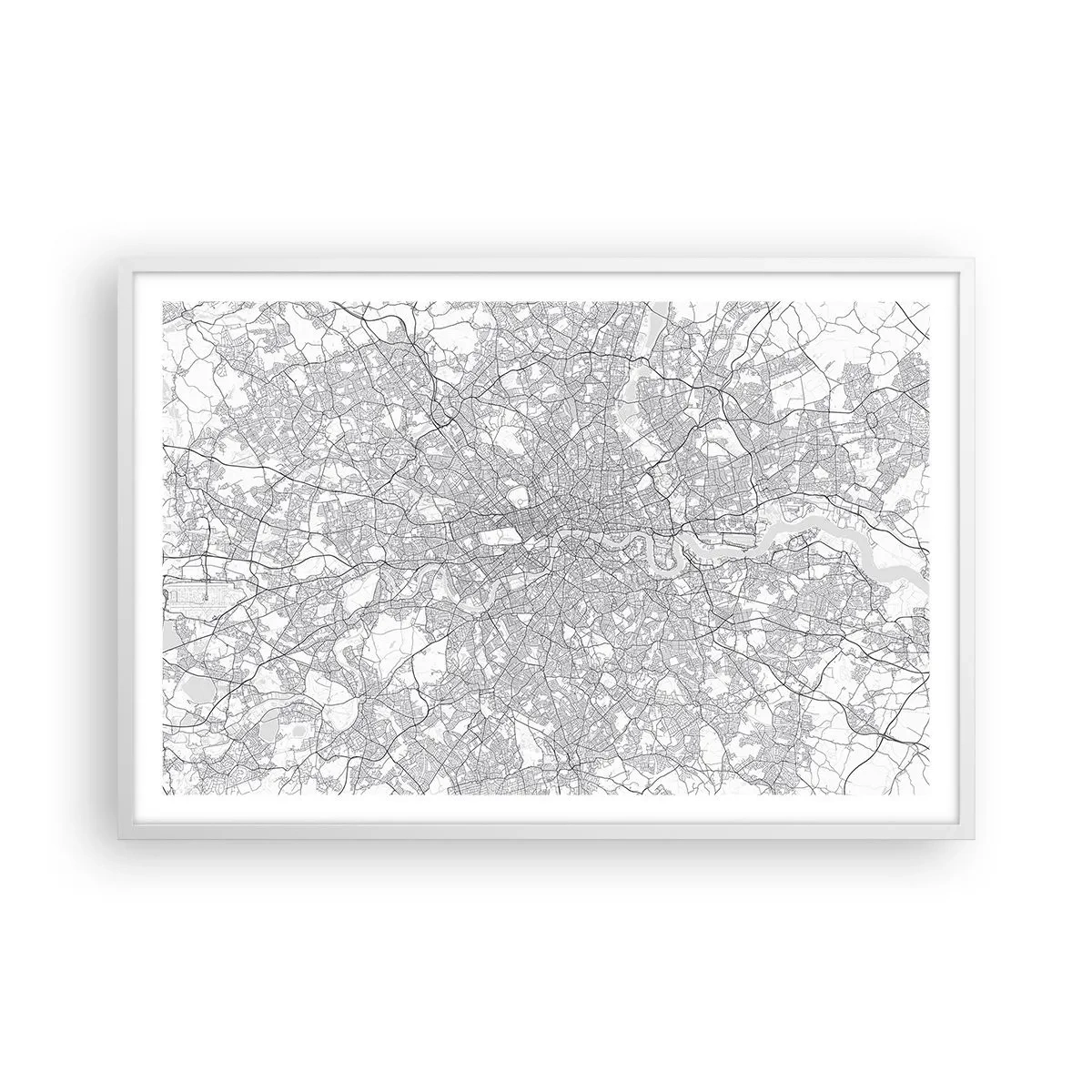 Poster in cornice bianca - Mappa del labirinto di Londra - 91x61 cm