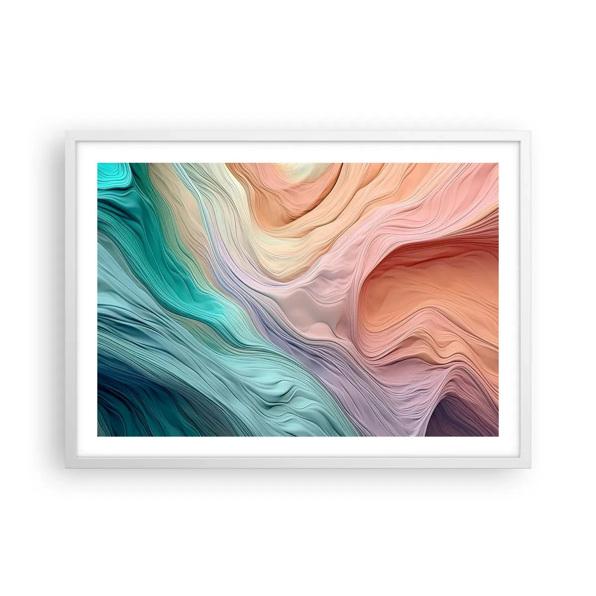 Poster in cornice bianca - Onda arcobaleno - 70x50 cm