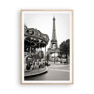 Poster in cornice rovere chiaro - Se divertimento, solo a Parigi - 70x100 cm