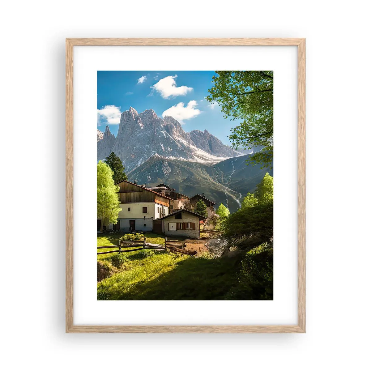 Poster in cornice rovere chiaro - Idillio alpino - 40x50 cm