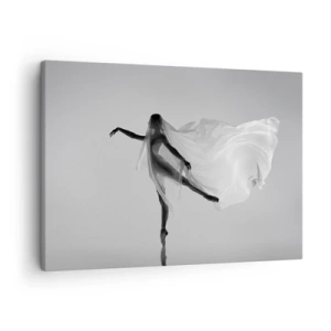 Quadro su tela - Stampe su Tela - Una ballerina in una posa eterea con tessuto fluido - 70x50cm - Leggerezza ed eleganza - Decorazione murale moderna per soggiorno e camera da letto ARTTOR