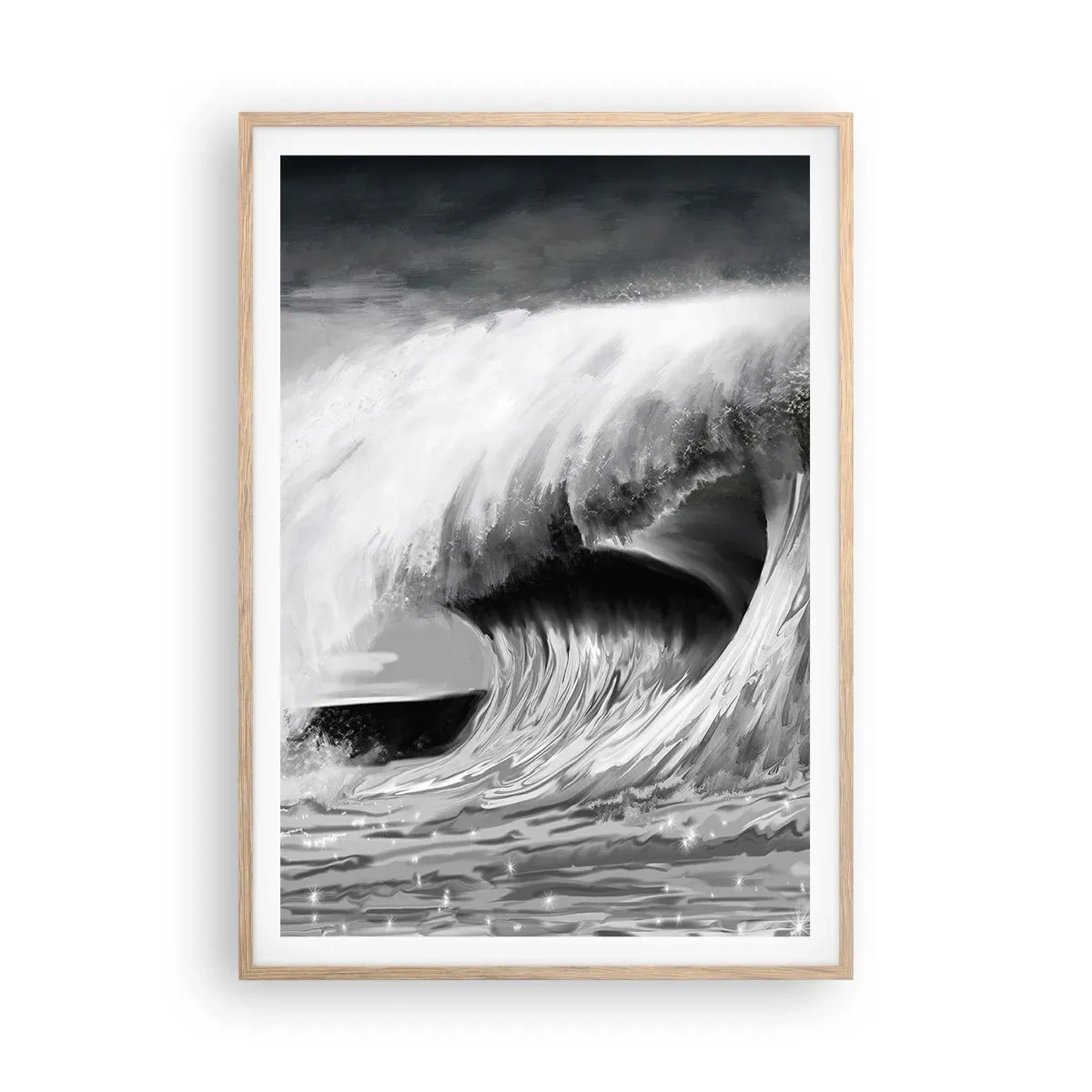 Poster in cornice rovere chiaro - La furia dell'oceano - 70x100 cm