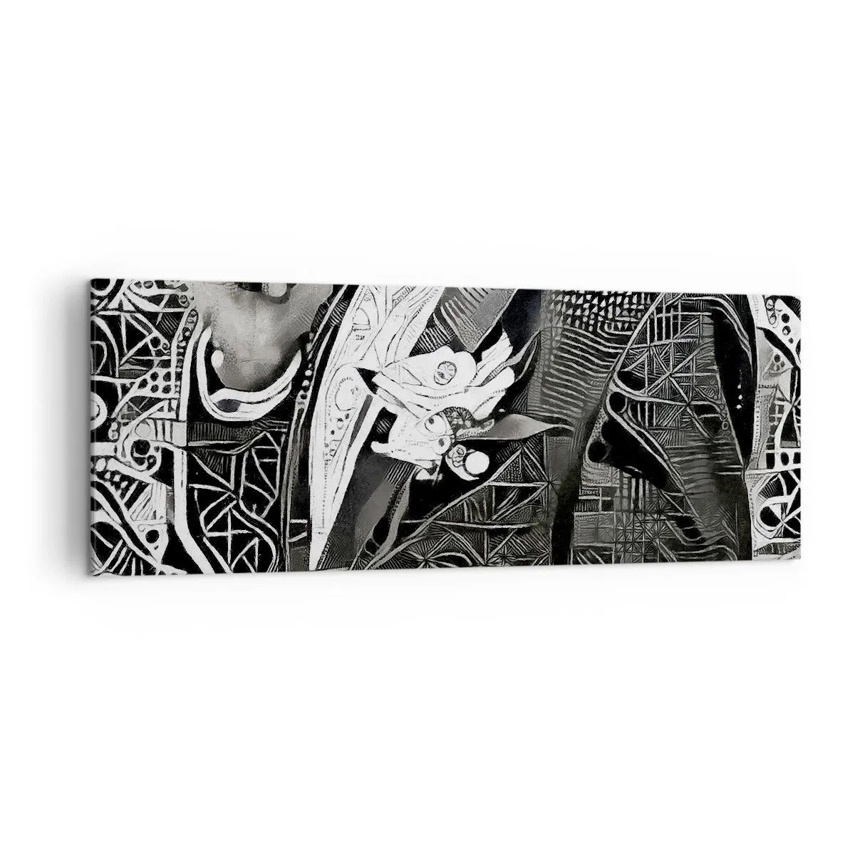 Quadro su tela - Stampe su Tela - Elegante astrazione di un uomo in abito in bianco e nero - 140x50cm - Solo in apparenza un uomo grigio - Decorazione murale moderna per soggiorno e camera da letto ARTTOR