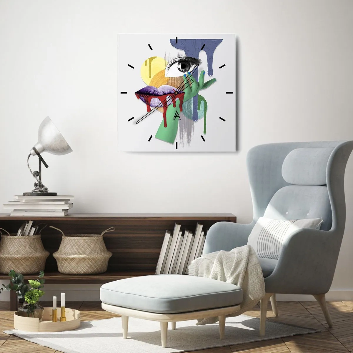 Orologio da parete - Orologio in Vetro - Ritratto disintegrato - 40x40 cm