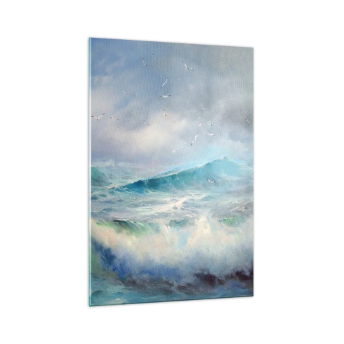 Quadro su vetro - Onde violente sull'oceano - 70x100cm - Il turbine ululò di trionfo... - Decorazione murale moderna per soggiorno e camera da letto ARTTOR