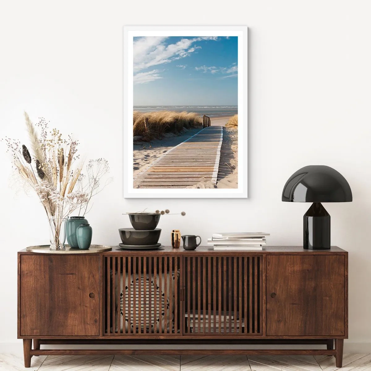 Poster in cornice bianca - Dopo la duna, nel fruscio dell'erba - 70x100 cm